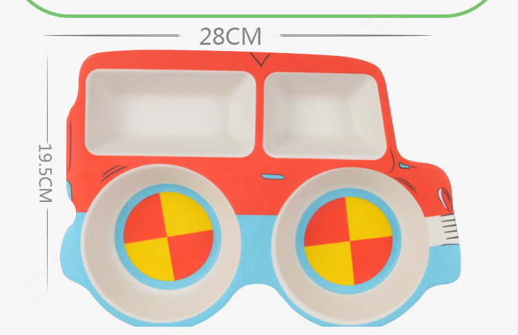 竹纤维儿童餐盘套装宝宝卡通汽车分格餐盘幼儿园辅食餐具环保耐摔