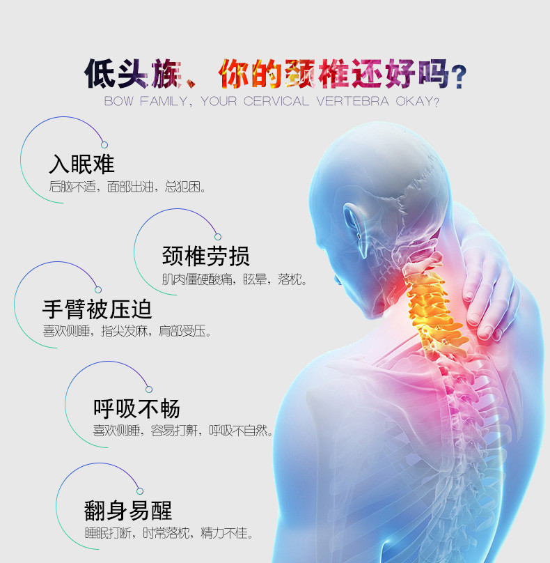 慢回弹护颈记忆枕可爱卡通记忆棉颈椎枕太空枕芯夏天成人学生枕头