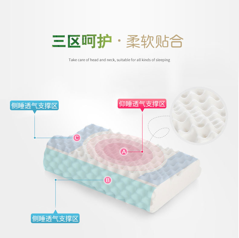 泰国乳胶枕头护颈枕保健枕记忆枕芯进口天然橡胶枕颈椎枕