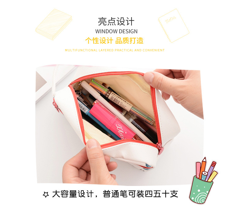 简约硅胶帆布女大容量笔袋 韩国可爱铅笔盒 创意初中小学生文具袋