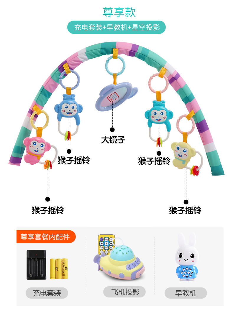 婴儿脚踏钢琴健身架器新生儿童益智宝宝玩具早教0-1岁3-6-12个月尊享款