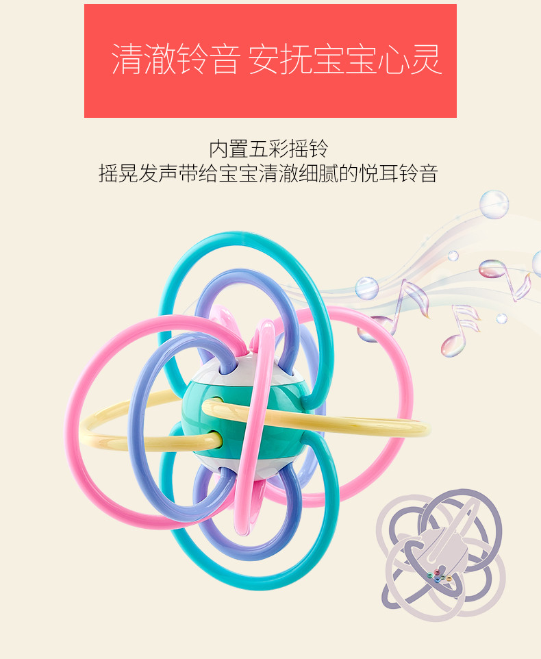 宝宝牙胶磨牙棒神器婴儿咬咬曼哈顿手抓球玩具乐牙咬胶硅胶可水煮