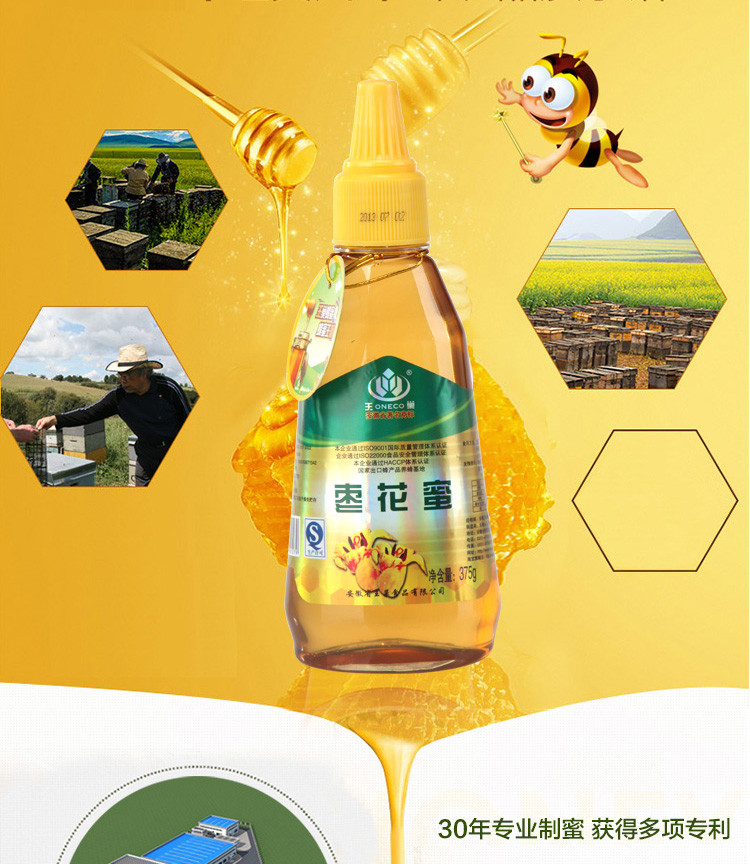 王巢 野生枣花蜂蜜 农家自产土蜂蜜 红枣蜂蜜 0添加 375克