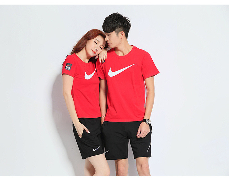 耐克/NIKE 夏季新款男女纯棉圆领T恤短袖休闲运动服套装情侣装跑步服