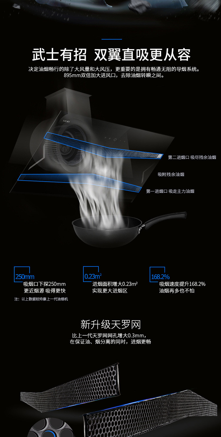 Sacon/帅康 CXW-200-JE5737触控17立方大吸力侧吸式抽油烟机