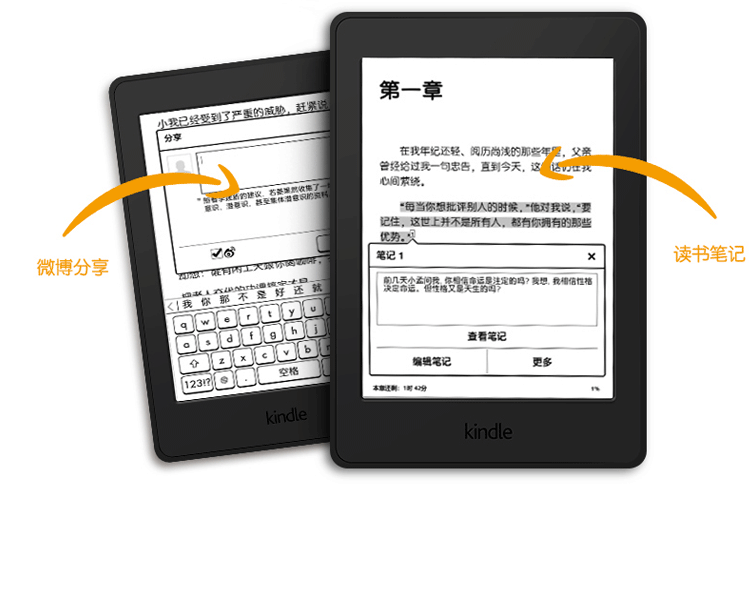 亚马逊Kindle Paperwhite 全新升级版6英寸护眼非反光电子墨水触控显示屏