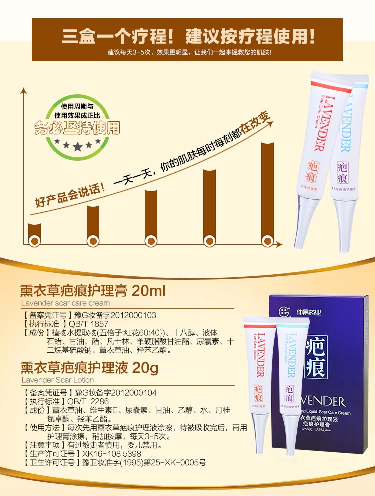 仲景疤痕修复膏去除烧烫伤妊娠纹剖腹产手术伤疤套装 20ml+20g