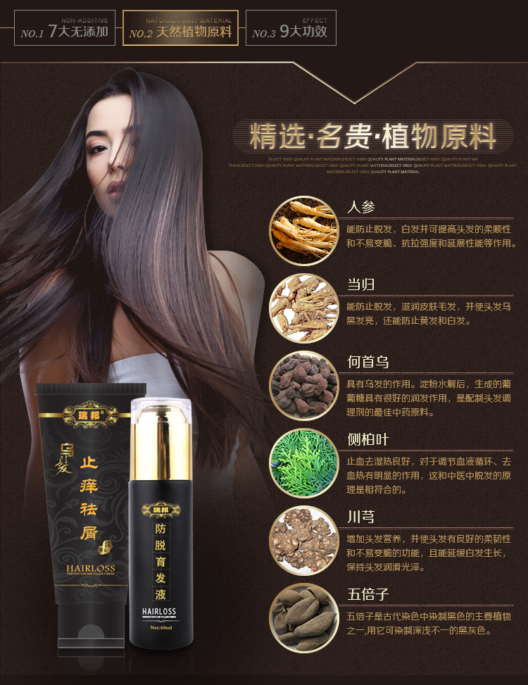 仲景防脱生发液 育发密发洗发水女士套装   60ml+80ml