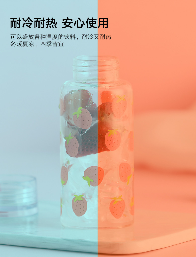 ABS爱彼此 高硼硅玻璃便携水壶水杯泡茶杯-银莲花（400ml）