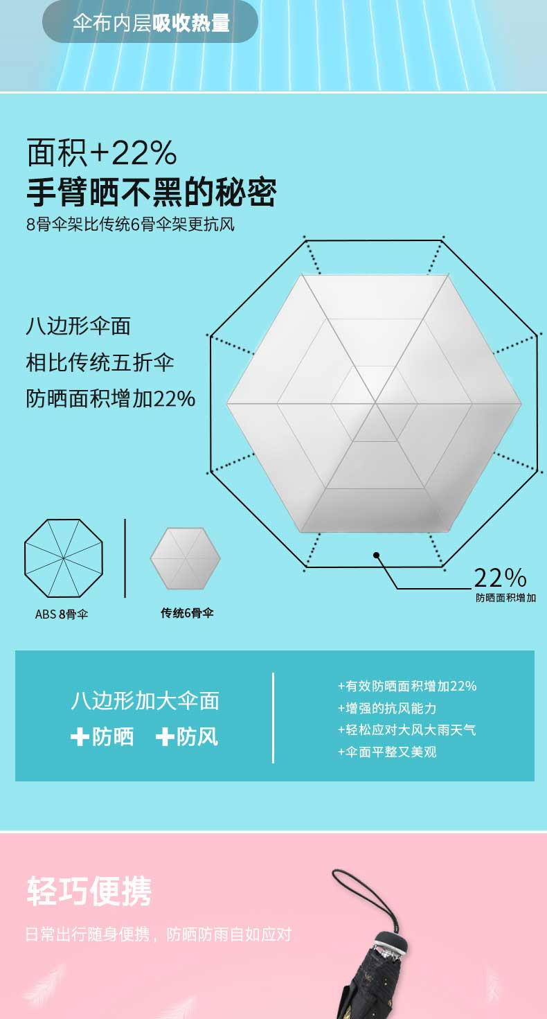 ABS爱彼此 便携式彩胶防晒伞折叠伞遮阳伞晴雨伞-玫瑰款/蝴蝶款