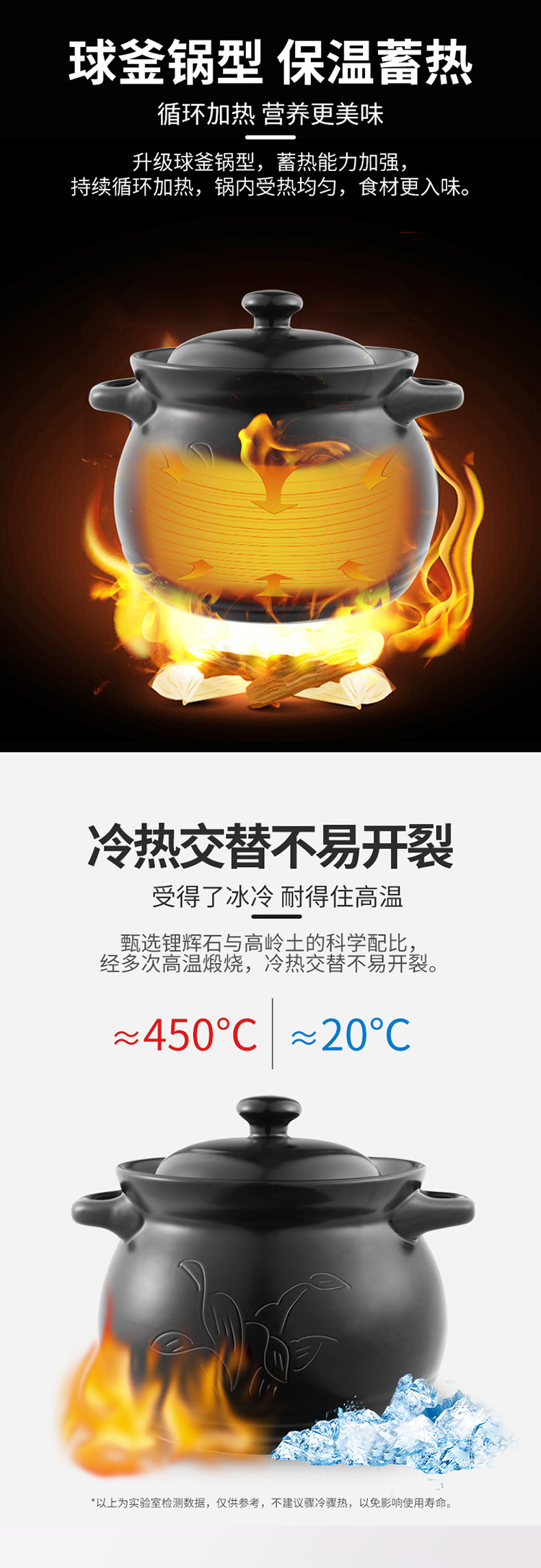 ABS爱彼此 陶瓷大容量汤煲明火炖锅（5L） 聚能积热 满足4-6口之家需求