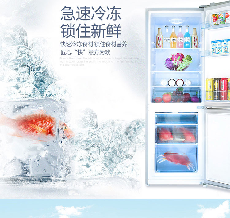容声/Ronshen 172升双门直冷冰箱 门封保护 自感应温度补偿【BCD-172D11D】
