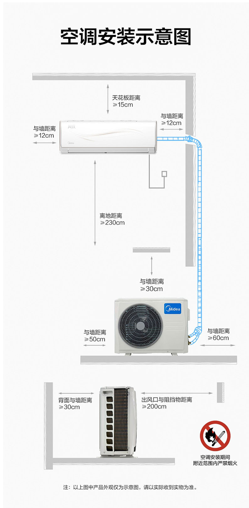 美的/MIDEA KFR-35GW/N8ZJA3  1.5匹p新能效空调变频挂机智能冷暖壁挂式