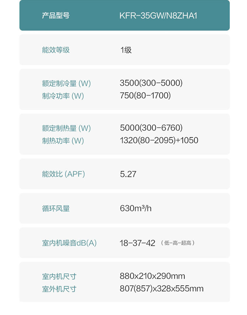 美的/MIDEA KFR-35GW/N8ZHA1 一级变频节能美的智能空调挂机1.5匹家用壁挂式