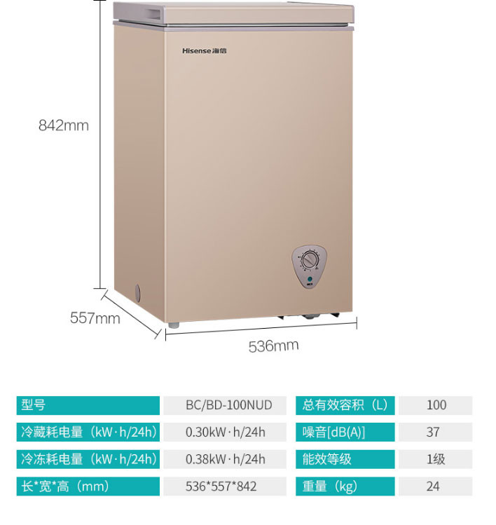 海信/Hisense  BD/BC-100NUD家用冰柜小型冷藏冷冻柜卧式迷你保鲜