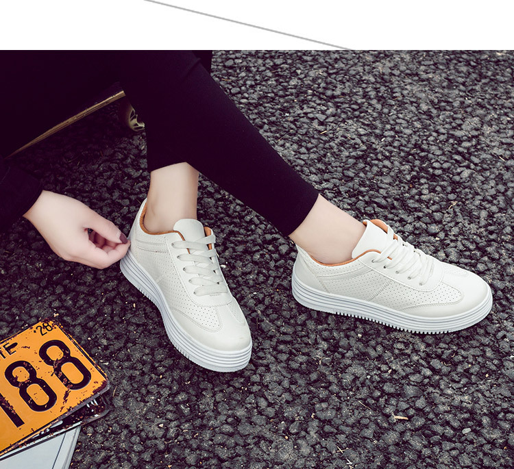 X夏季新款女鞋镂空透气厚底运动休闲鞋学生厚底板鞋白色小白鞋