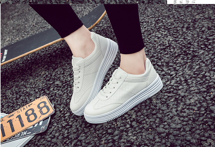 X夏季新款女鞋镂空透气厚底运动休闲鞋学生厚底板鞋白色小白鞋