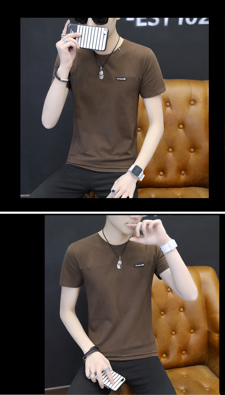 YK2018春夏男士短袖t恤纯棉圆领修身男式T恤潮牌韩版大码男装半截袖