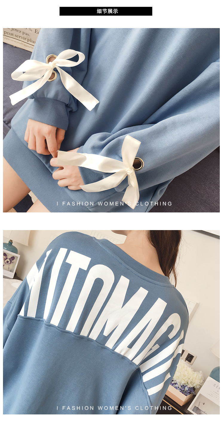 FX2018秋季女装新款韩版薄款长袖卫衣宽松印花中长款上衣