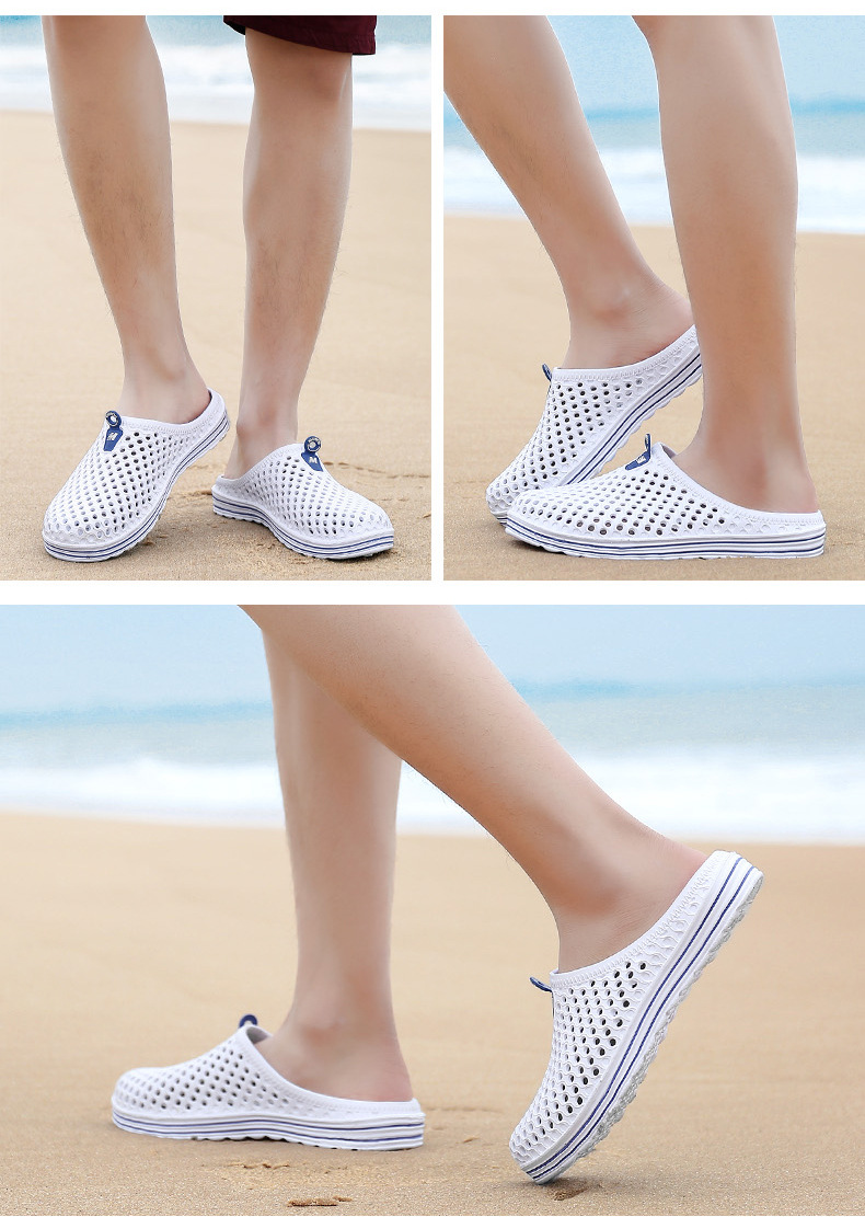 XD2019夏季新款情侣沙滩鞋防滑软底沙滩凉鞋鸟巢洞洞鞋凉拖