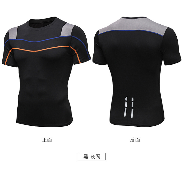 L男士PRO健身短袖 反光跑步训练速干衣高弹紧身服运动短袖T恤91209