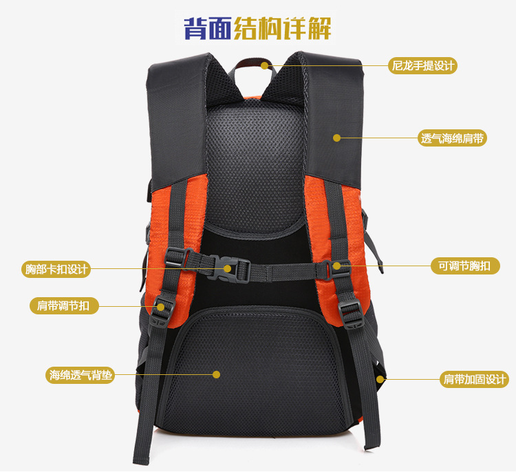 XYF新款夏季USB充电包 男士运动双肩包 女户外旅行背包