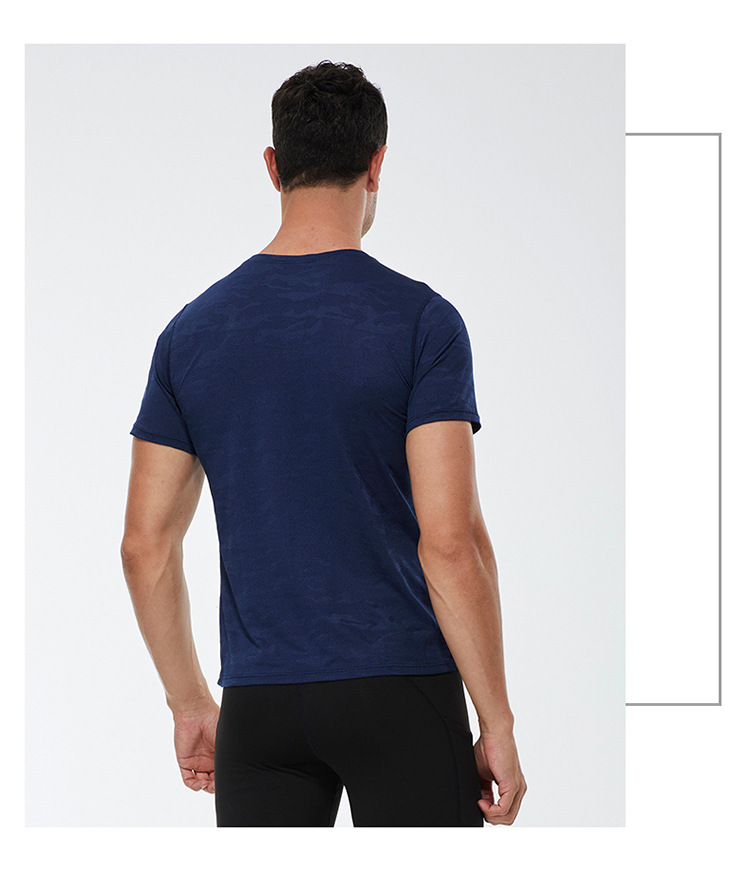 L男士运动短袖 宽松休闲迷彩排汗健身服跑步训练高弹速干衣01212