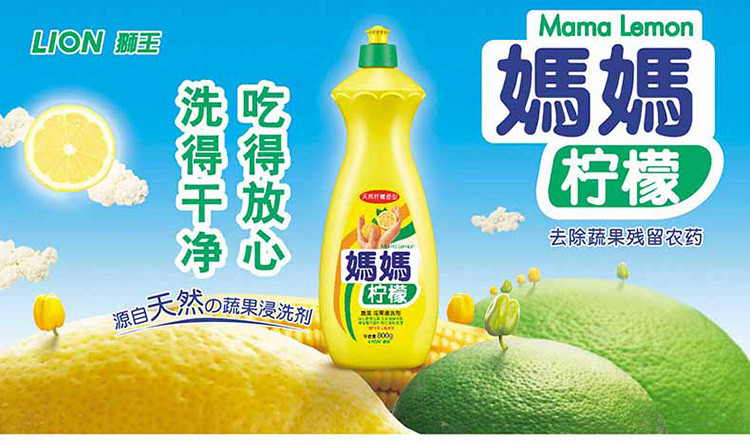 狮王（Lion）  妈妈柠檬 蔬菜瓜果餐具浸洗剂 洗洁精800g