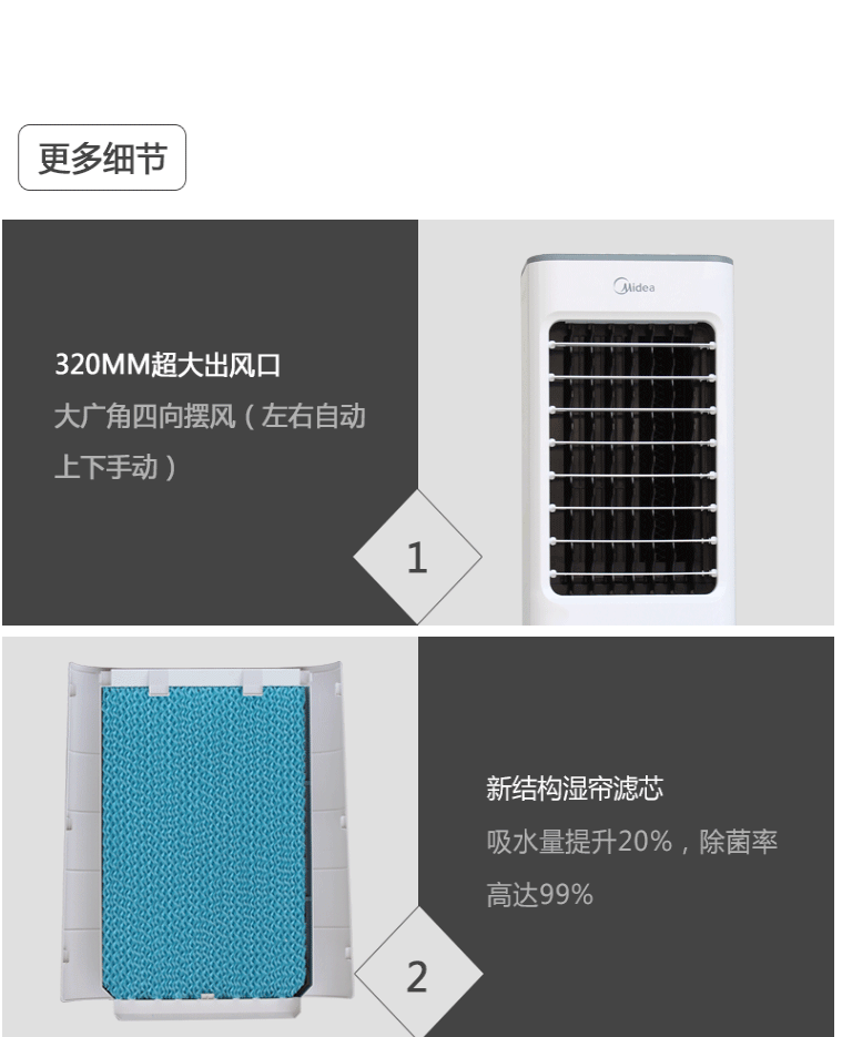 【东莞馆】美的（Midea）冷风扇移动空调冷电风扇家用大风量冰晶制冷冷风机凉风扇AC100-18D