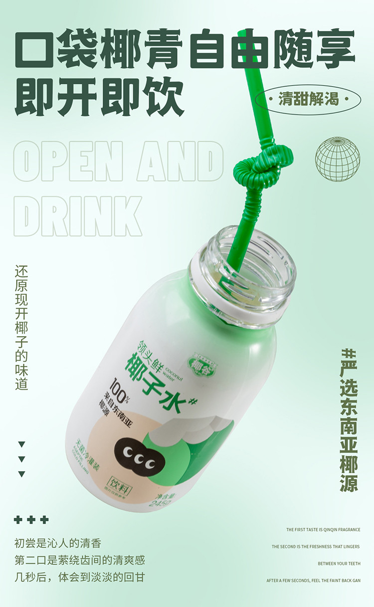 椰谷 【东莞馆】领头鲜椰汁水245ML*8瓶