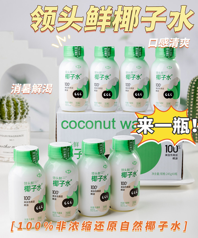 椰谷 【东莞馆】领头鲜椰汁水245ML*8瓶