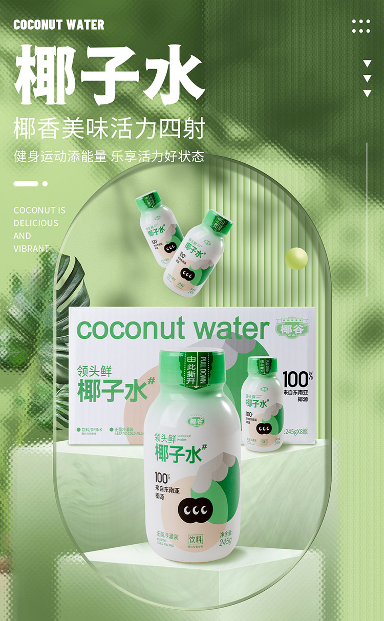 椰谷 【东莞馆】领头鲜椰汁水245ML*8瓶