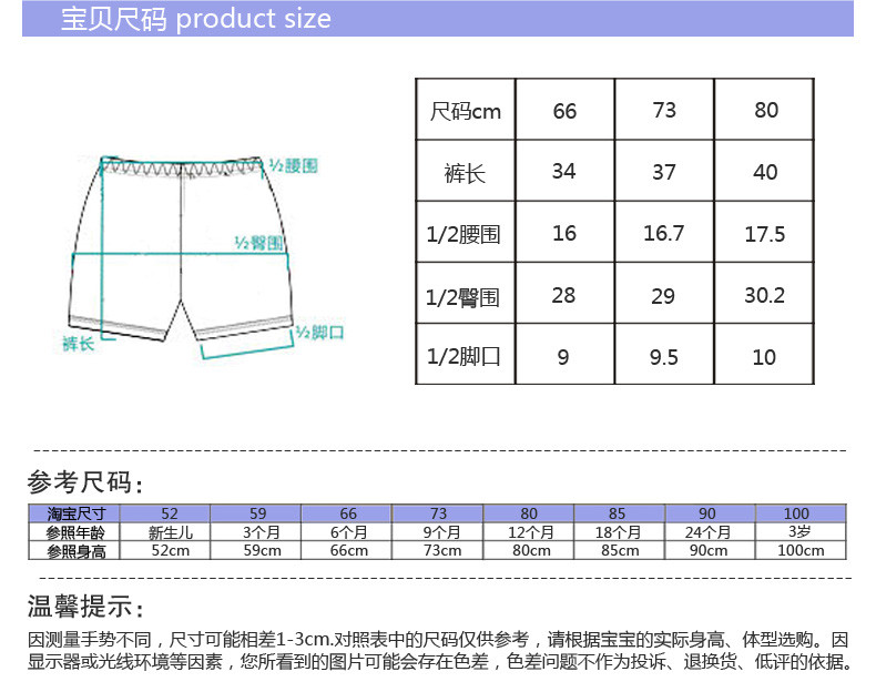 【惠州馆】夏季婴儿纯棉宝宝短裤七分裤 婴儿夏天纱布衣服儿童薄裤子