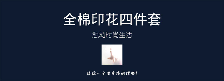 贝得赫 纯棉斜纹40支印花四件套  1.2米单人床被套160*210CM