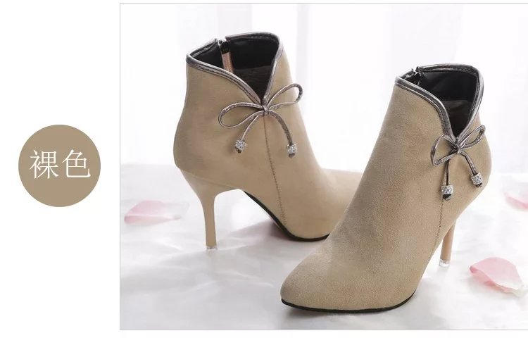 木槿 2015秋季新款时装靴粗跟马丁靴潮女短靴真皮高跟女靴英伦羊皮靴子