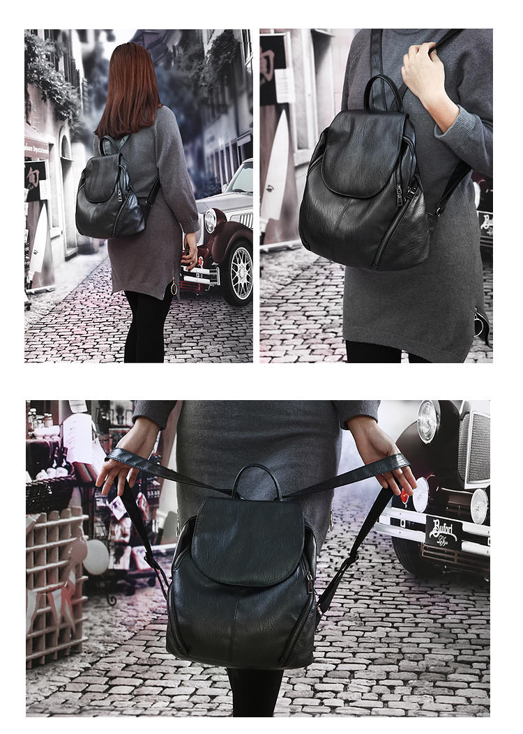 采宁  2017韩版新款双肩女包 水洗双肩包 背包 学生书包旅行背包