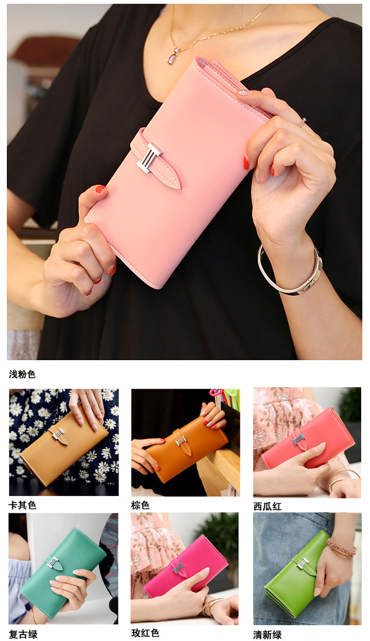 JM 【爆款】韩国新版纯色手机包 零钱包 女 经典长款 钱包卡包
