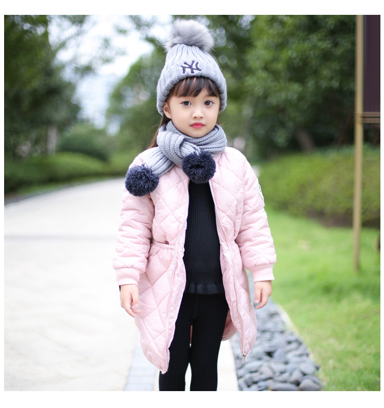 A6 2017冬季新款韩版中长款童装女童棉袄加厚冬季羽绒棉服外套