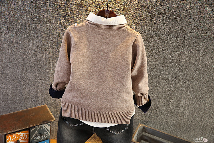 A6 童装2017秋冬季韩版新款男童飞机款套头毛衣儿童针织衫