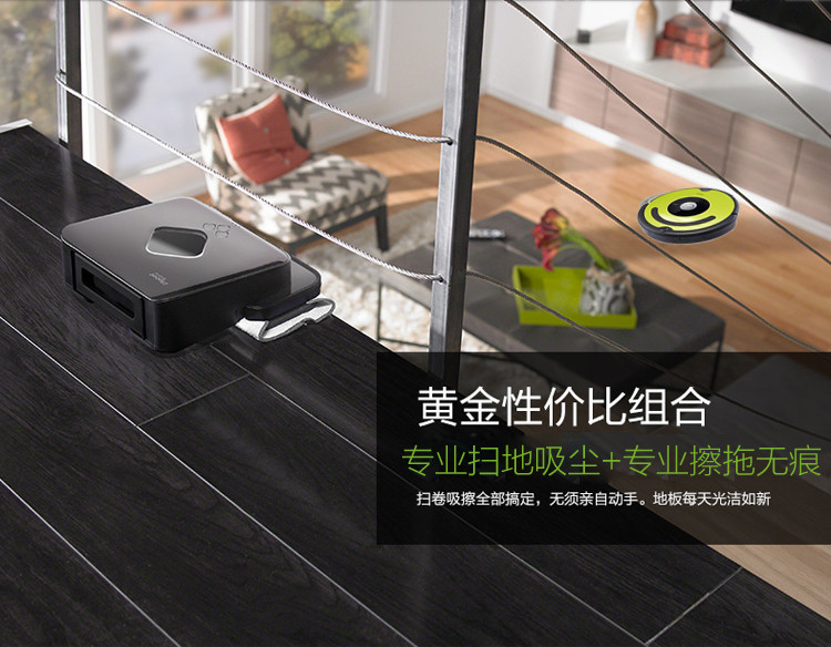 IROBOT 扫擦组合 529+380T家用智能拖地扫地擦地机器人清洁套餐 国行