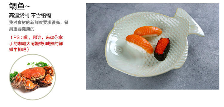 醴陵异型浮雕海洋系列餐具套装 汤盘沙拉 鱼形盘西式个性创意西餐厅