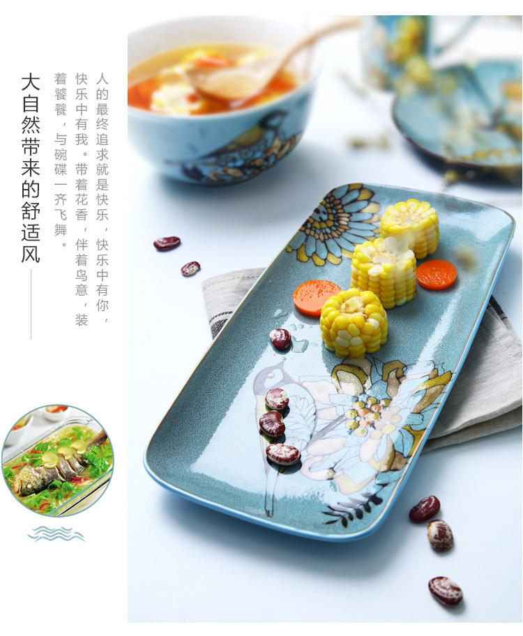 醴陵19头6人食手绘瓷器餐具套装创意特色陶瓷碗盘套具个性家用送礼盒