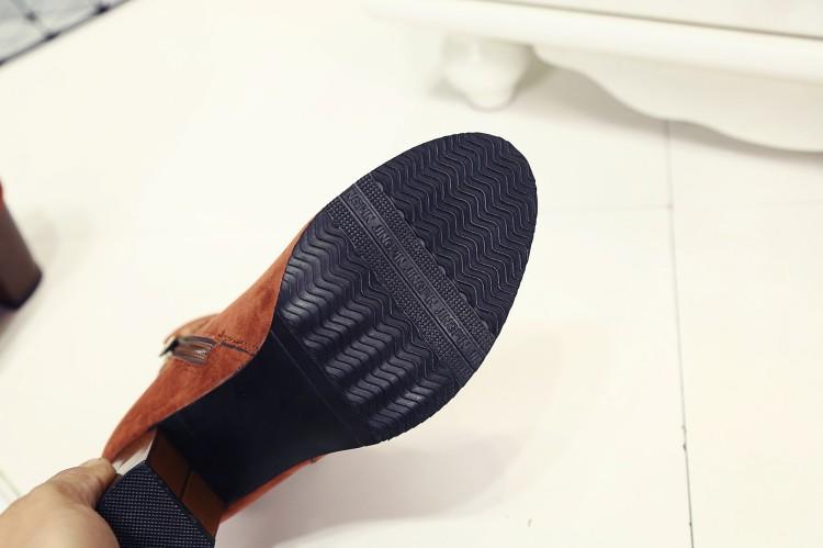麦杜莎 短靴女春秋单靴2016韩版新款圆头磨砂及踝靴侧拉链粗跟中跟马丁靴包邮
