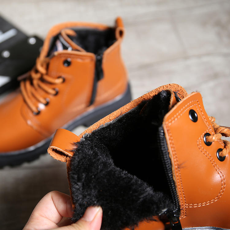麦杜莎 2016新款冬季新款大码童鞋韩版男童马丁靴中大童加绒棉靴保暖皮靴子包邮