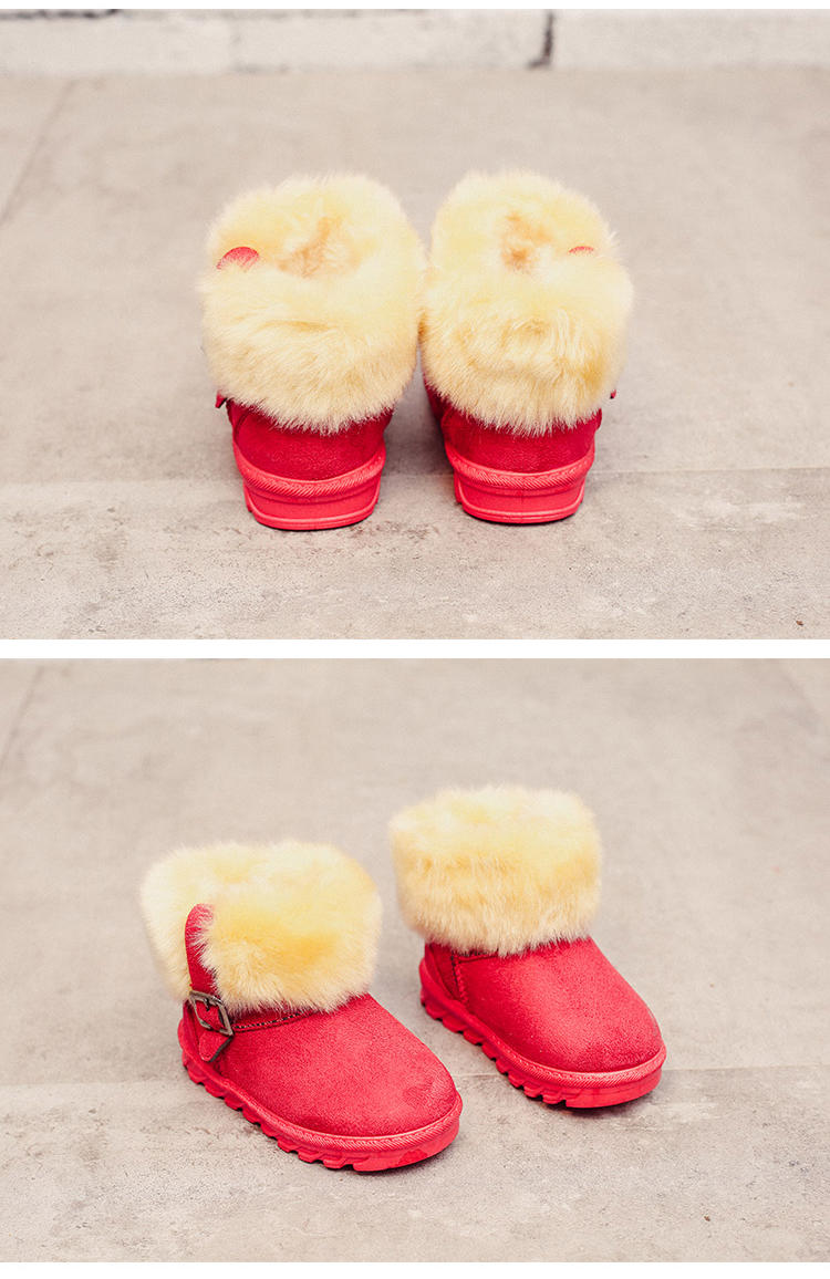 麦杜莎 2016新款童鞋儿童雪地靴女童靴厚棉中筒靴子男童短靴宝宝冬季保暖棉鞋潮包邮