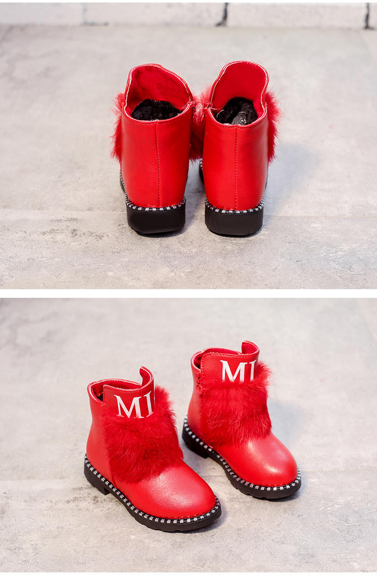 麦杜莎 女童靴子2016冬季新款童鞋儿童加绒雪地靴厚棉马丁靴公主低筒保暖短靴包邮