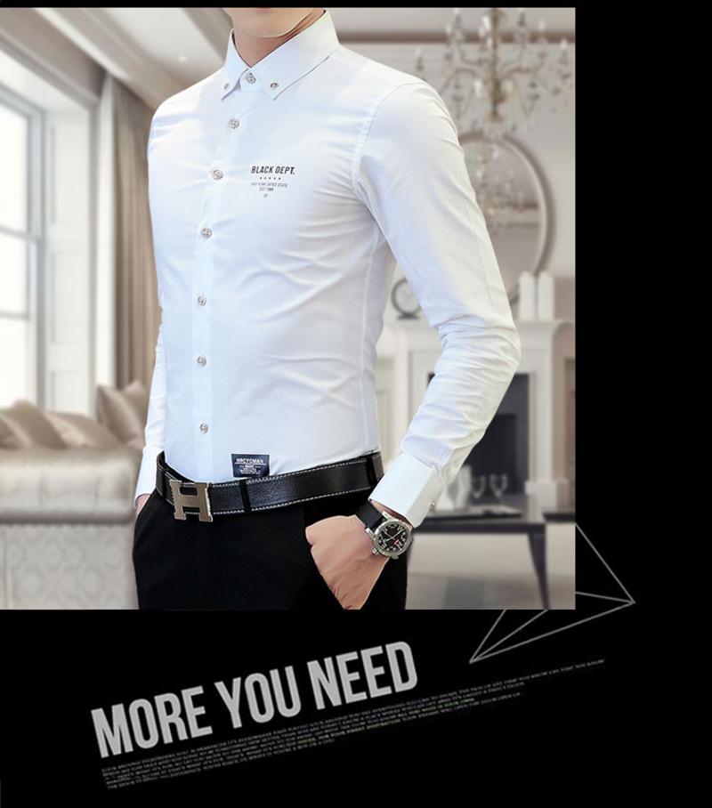 科斯登 时尚商务休闲男士纯色新款多选韩版修身长袖工作纯色百搭大码