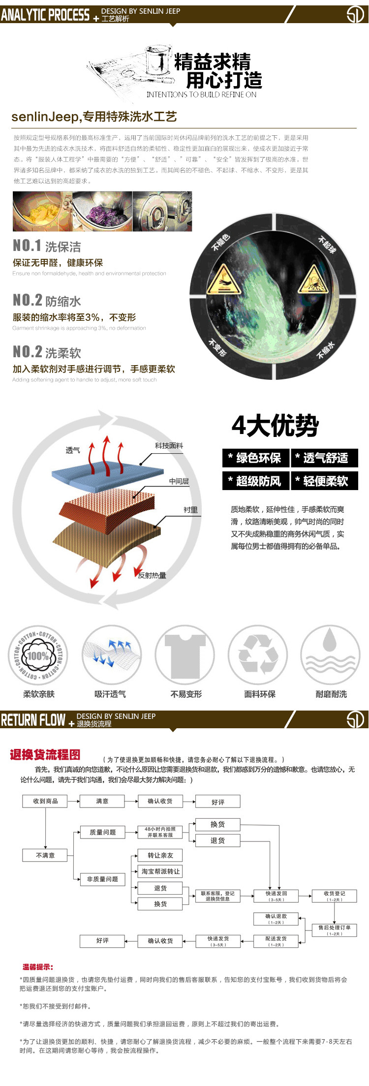 森林吉普 新款男装夹克外套男风衣休闲中长款西装领宽松大码纯棉