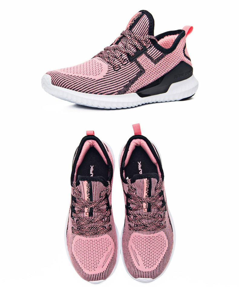 361°女鞋2018夏季新款粉色网面运动鞋一脚蹬针织跑步鞋女