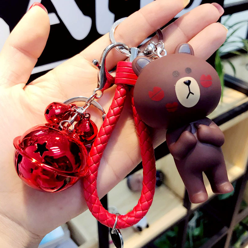 韩国布朗熊钥匙扣可爱创意女生包包汽车挂件情侣钥匙链挂饰品礼物